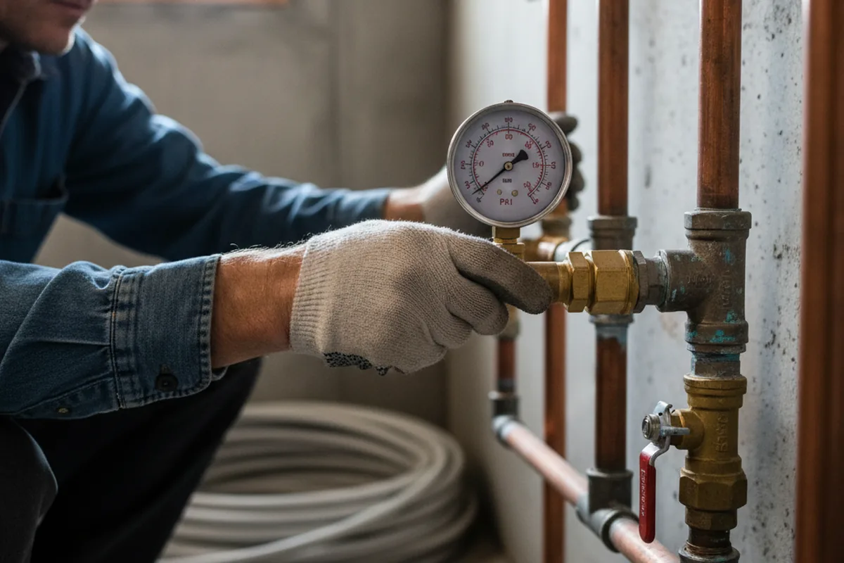 Pressure testing a repaired line during Water Line Repair in Swayzee